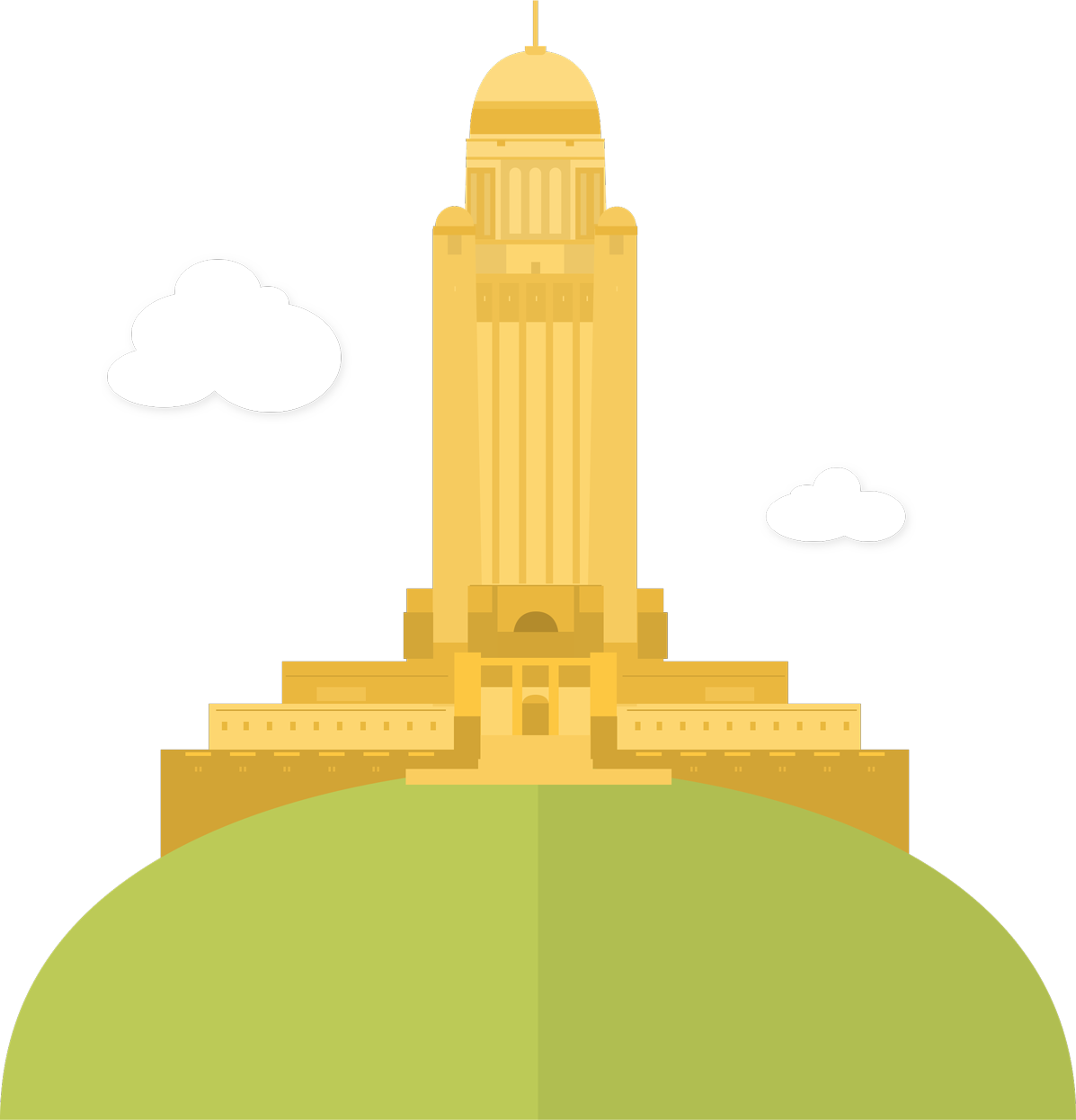 The Majestic Nebraska State Capitol Sits Atop A Grassy - Nebraska (1197x1246), Png Download