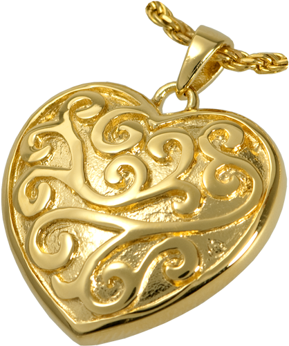 Scrollwork Filigree Heart Jewelry Shown In Gold Metal - Gold (500x500), Png Download