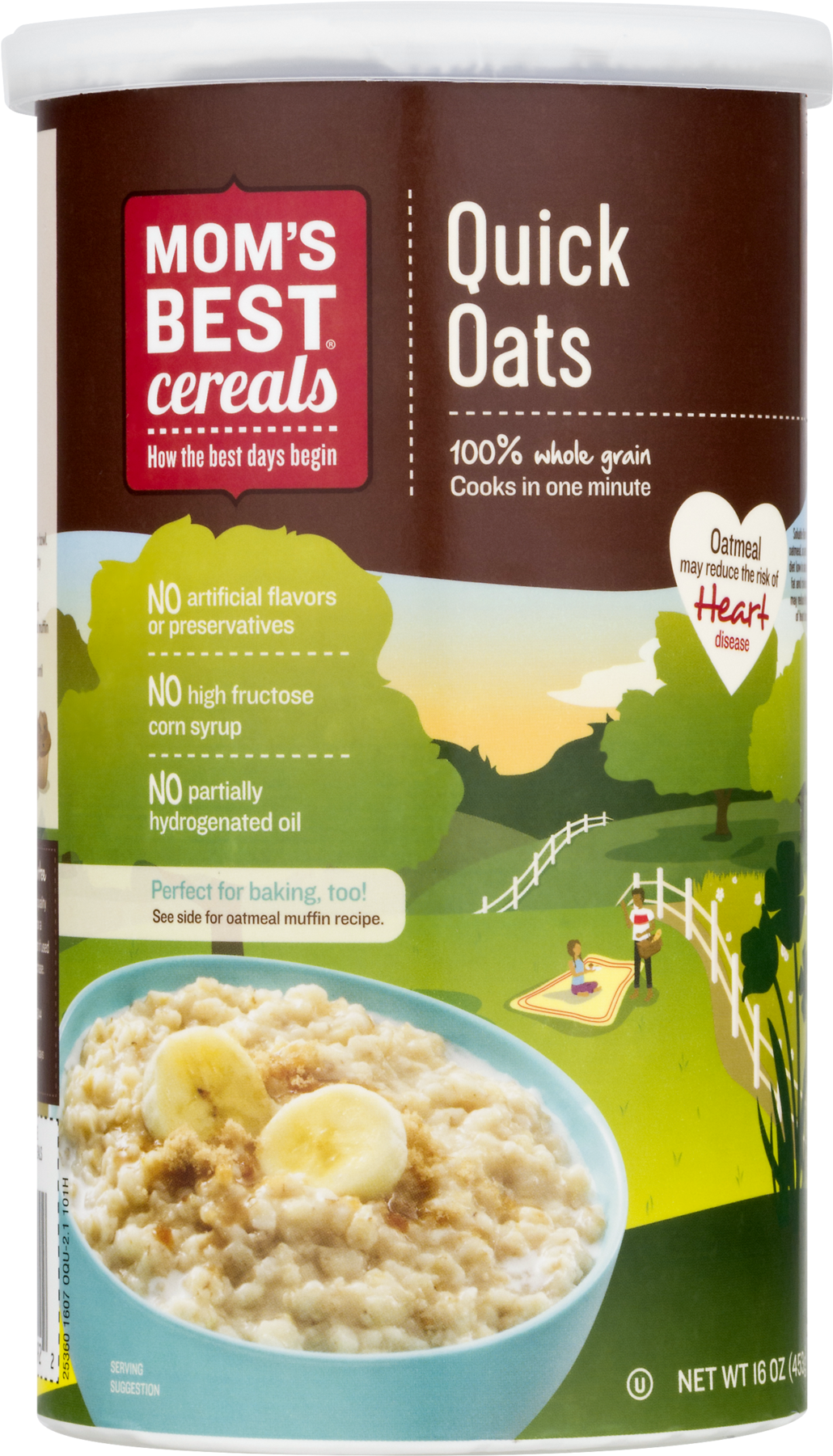 Mom's Best Cereals Quick Oats 42 Oz. Canister (1800x1800), Png Download