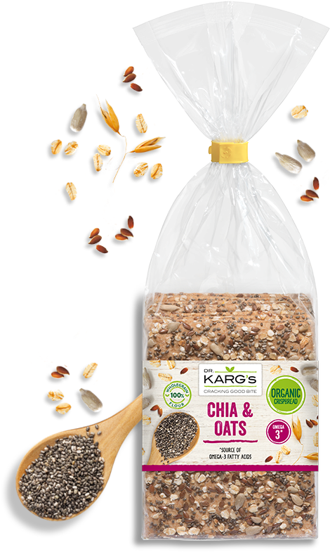 Chia & Oats - Dr Karg Organic Seed Spelt Crispbread Delivered Worldwide (515x829), Png Download