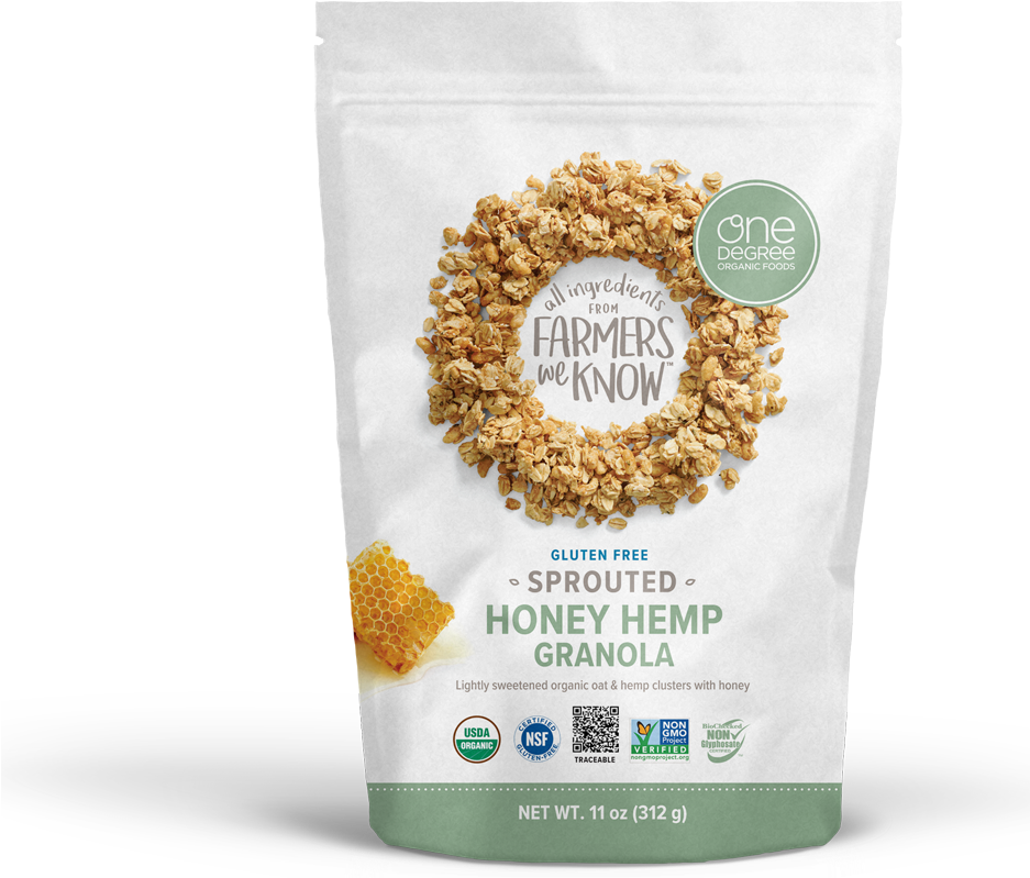 Sprouted Oat Honey Hemp Granola - One Degree Organics Granola (936x840), Png Download