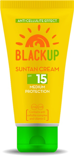 Black Up Suntan Cream With Anti-cellulite Effect Is - Cream (310x738), Png Download
