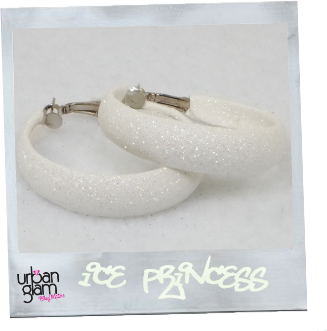 Off White Glitter Hoop Earrings - Earring (700x700), Png Download