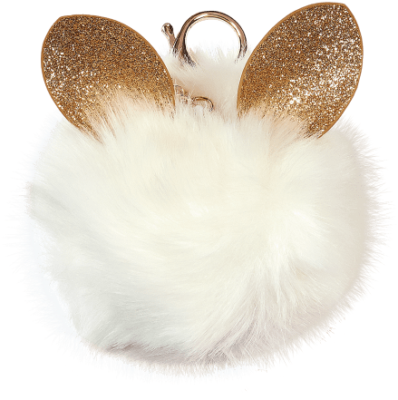 Picture Of Glitter Ears Furry Pom-pom Clip White - Glitter (550x550), Png Download