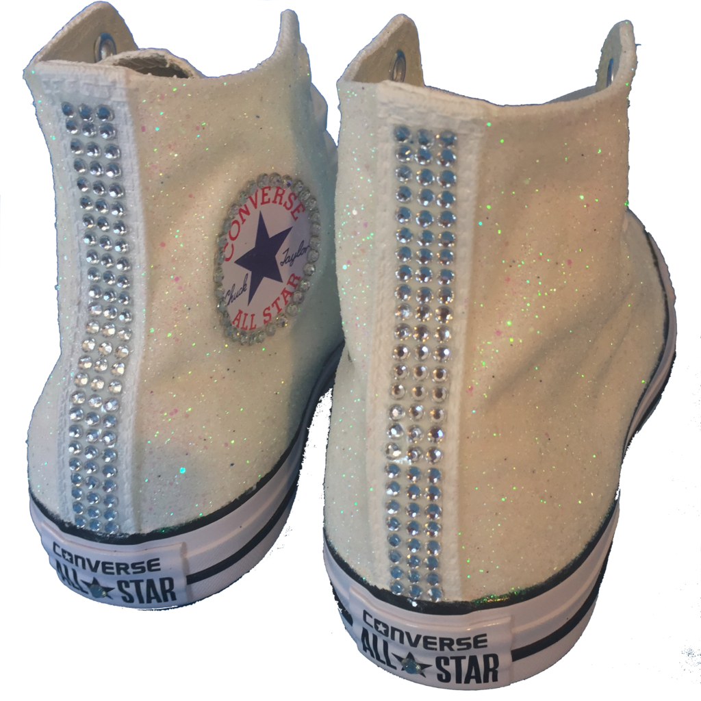Women's Sparkly White Ivory Glitter Converse All Star - Shoe (1024x1024), Png Download