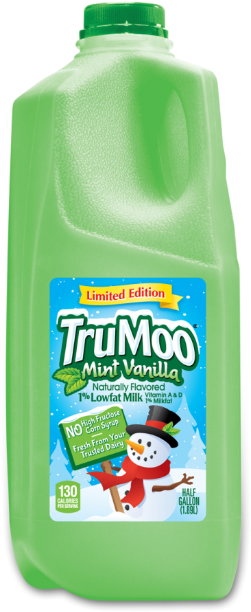 Trumoo Mint Vanilla Green Milk - Trumoo Mint Vanilla 1% Lowfat Milk, 0.5 Gal (547x900), Png Download