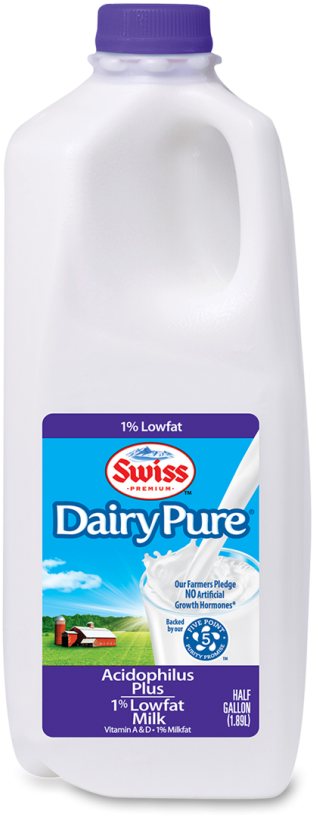 Dairypure 1% Lowfat Milk Acidophilus Plus (547x900), Png Download