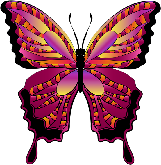 Red Butterfly Clipart Image - Butterfly Clipart (587x600), Png Download