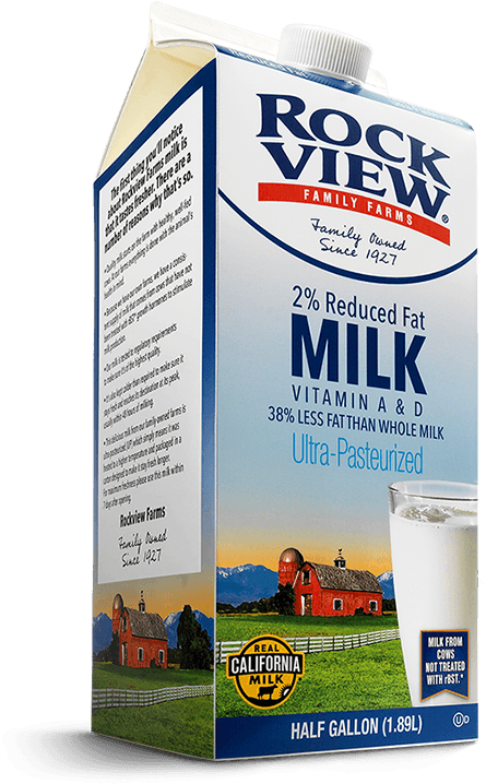 2% Reduced Fat Milk Ultra Pasteurized - Rock View Milk (450x733), Png Download