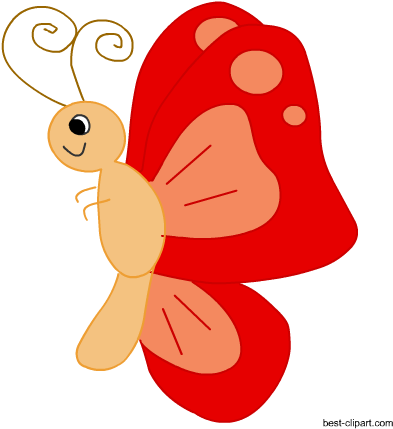 Download Red Cartoon Butterfly - Red Butterfly Clipart Png PNG Image with  No Background 