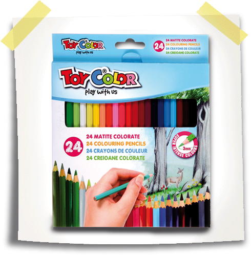 Toycolor Box 24 Wooden Hexagonal Coloring Pencils - Pencil (500x500), Png Download