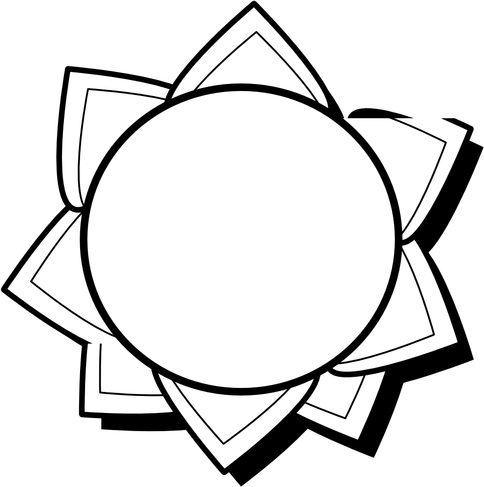 Rygle Sun Outline Black White Line Art 999px 106 - Outline Of A Sun (999x1003), Png Download