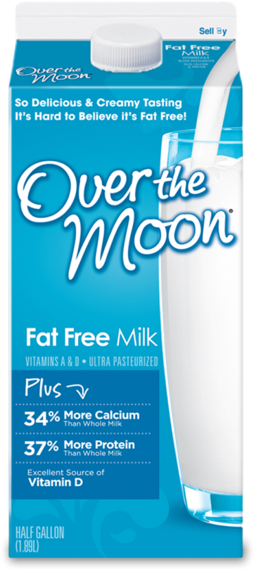 Over The Moon® Fat Free Milk - Lehigh Valley Over The Moon Fat Free Milk (547x900), Png Download