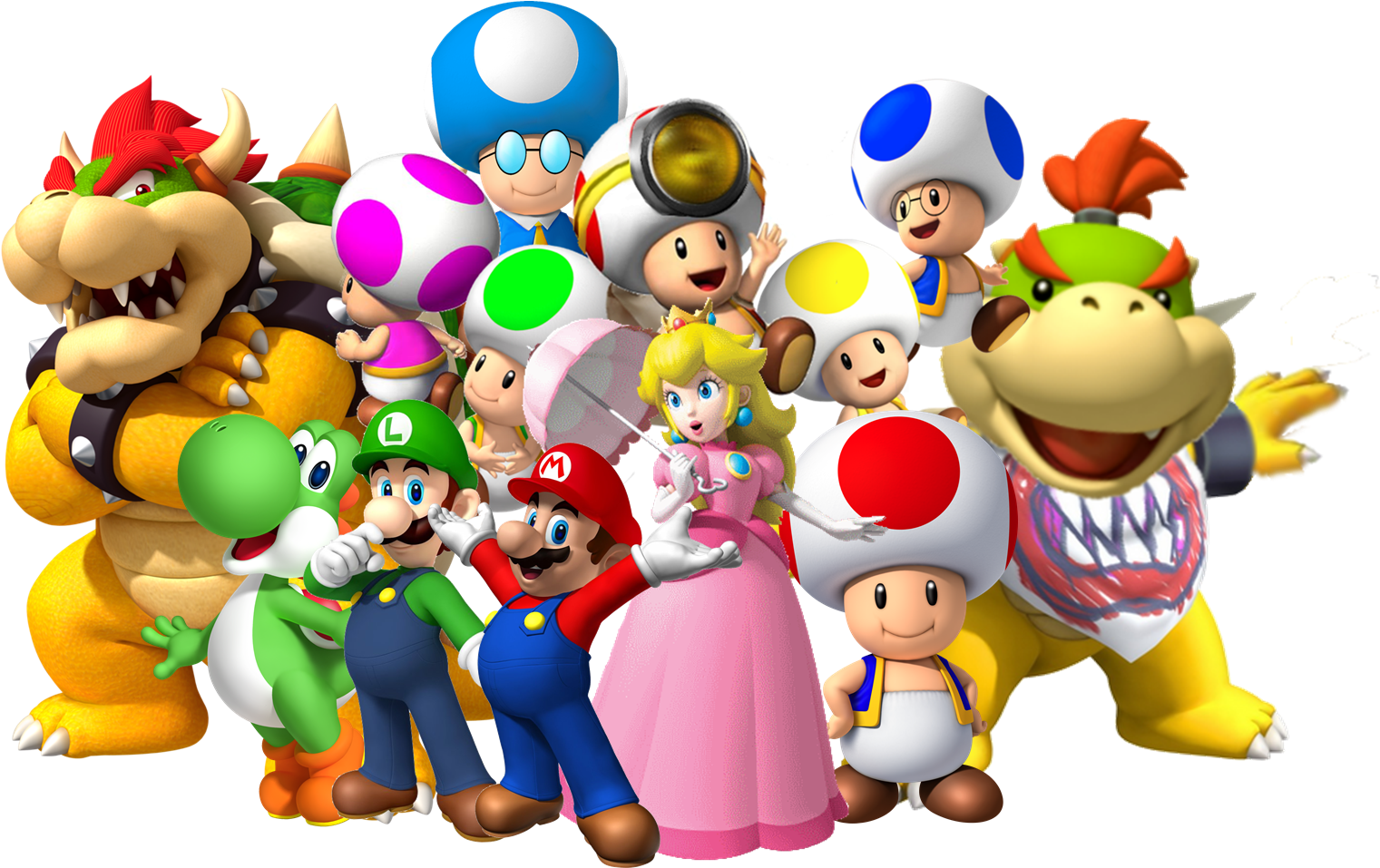 Group Png - Super Mario Characters Group (1561x958), Png Download