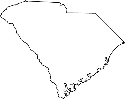 Admitted In The Following Jurisdictions - South Carolina Outline Transparent (550x425), Png Download