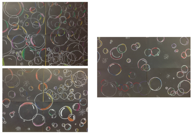 Using Oil Pastels The Students Added White Reflections - Motif (651x456), Png Download