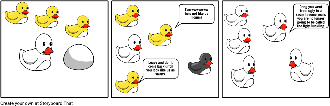 Ugly Duckling - Cartoon (1164x385), Png Download