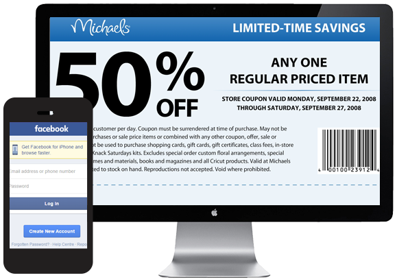 Deliver Special Offers Instantly - Michaels Coupon (579x408), Png Download