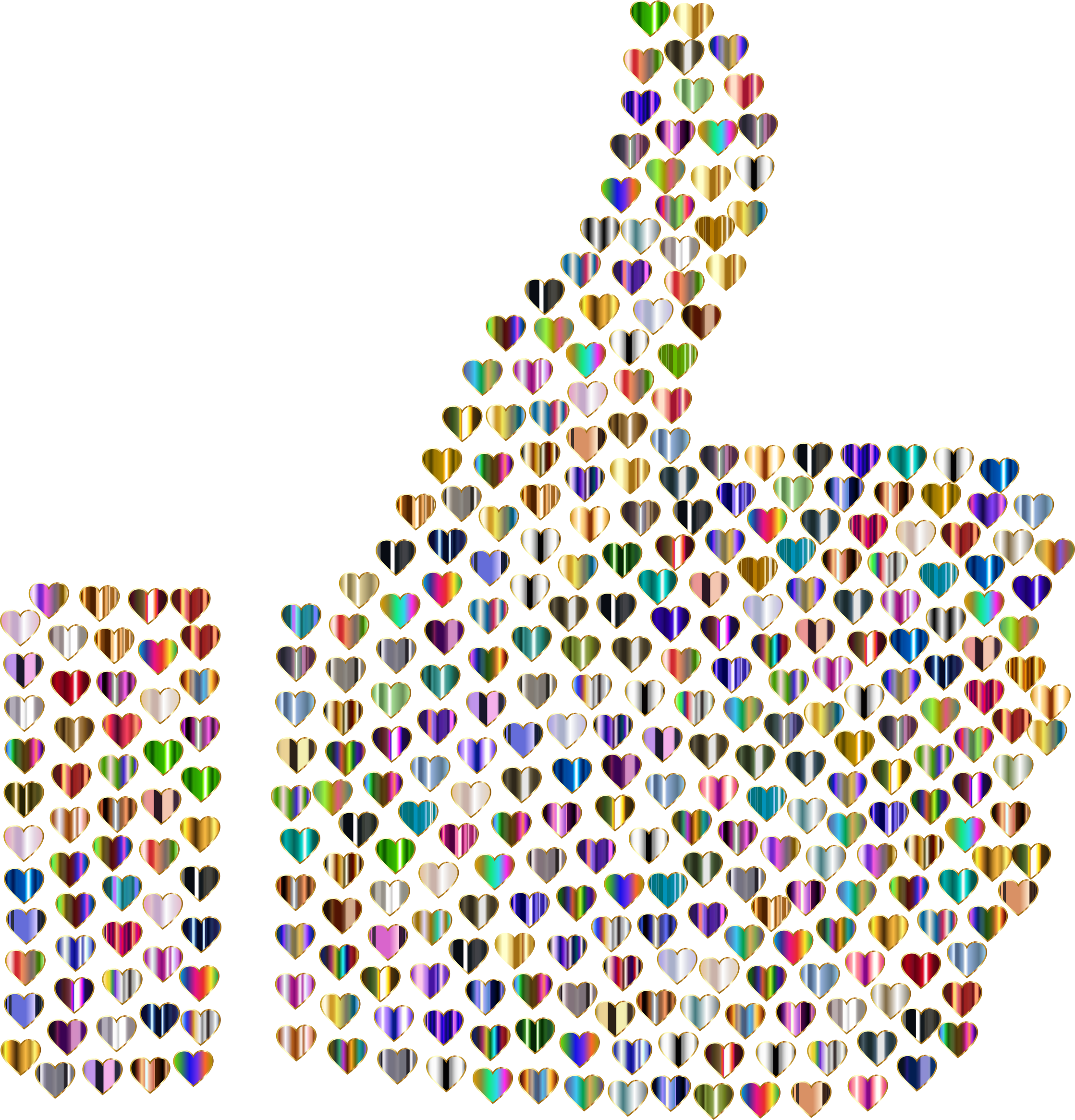 This Free Icons Png Design Of Prismatic Hearts Thumbs (2238x2332), Png Download