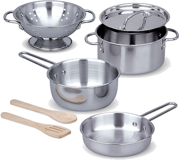 Stainless Steel Pots & Pans Play Set - Play Pots And Pans (700x700), Png Download
