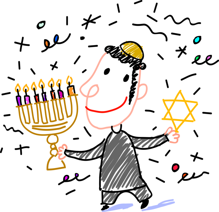 Vector Illustration Of Jewish Boy In Synagogue With (722x700), Png Download