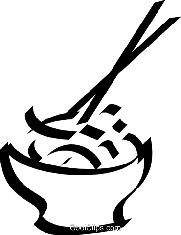 Bowl Of Rice And Chop Sticks Royalty Free Vector Clip - Clip Art (370x480), Png Download