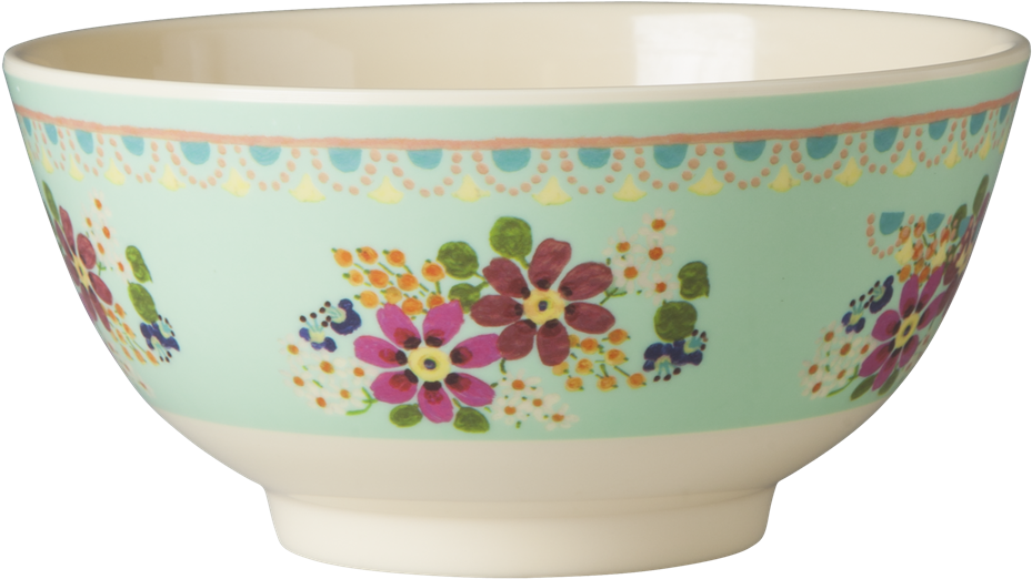 Mint Green With Flowers Melamine Bowl By Rice Dk - Rice Melamine Flower Bowl (1024x1024), Png Download
