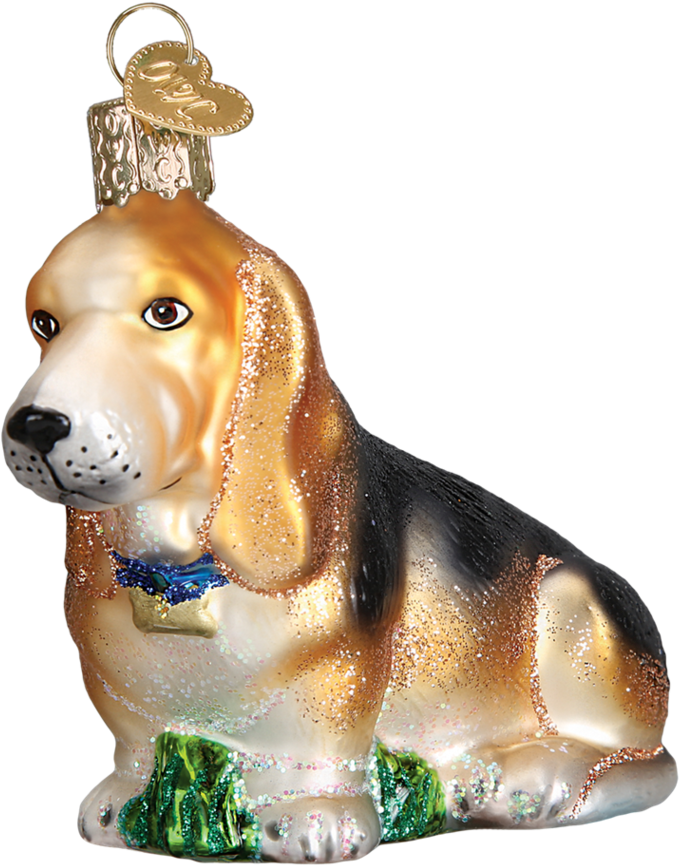 Bassett Hound Glass Ornament By Old World Christmas (950x950), Png Download