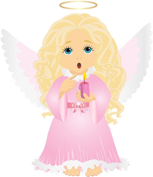 Cute Blonde Angel With Candle Transparent Png Clip - Cute Clipart Pink Angel Png (524x600), Png Download