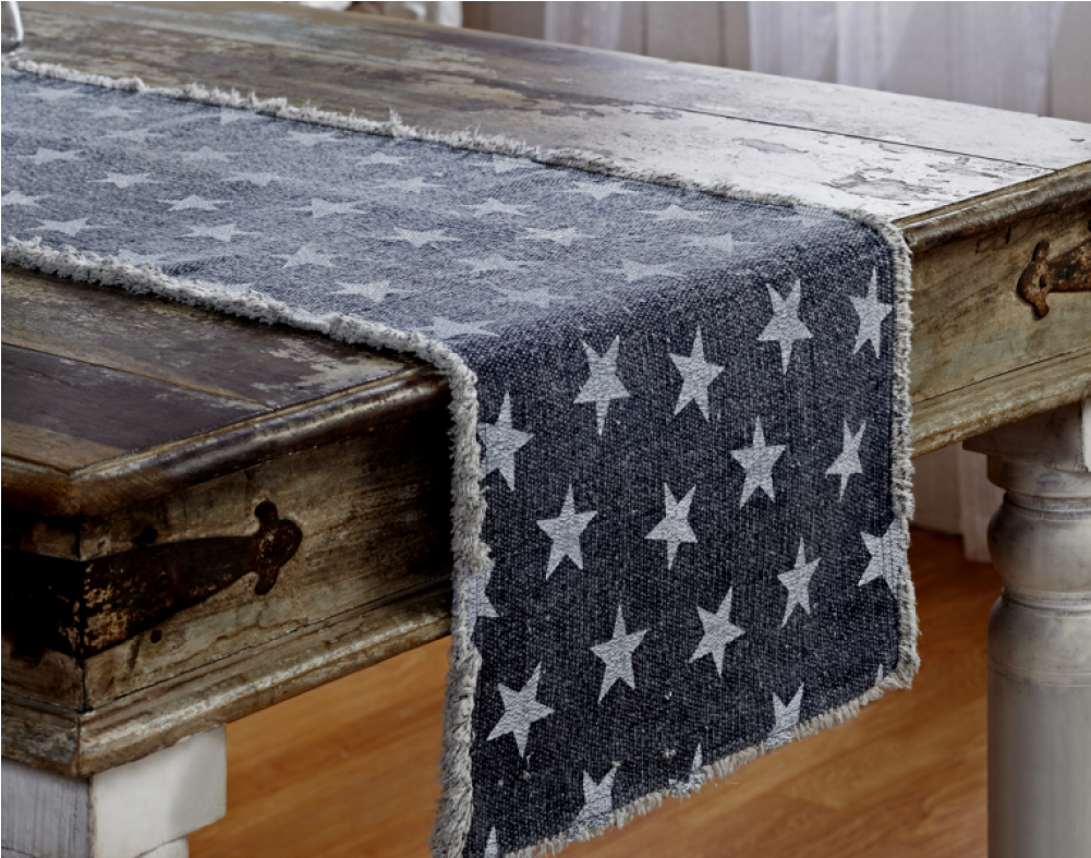 Rustic Patriotic Navy Multi Star Farmhouse Table Runner - Vhc Brands Multi Star Navy Table Runner - 72" (1000x1000), Png Download