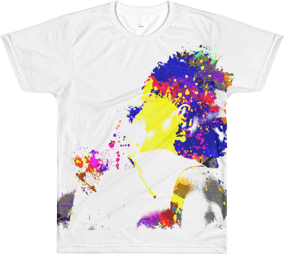Focused Athlete Multi Colored Splatter Effect, Short - T-shirt (1000x1000), Png Download
