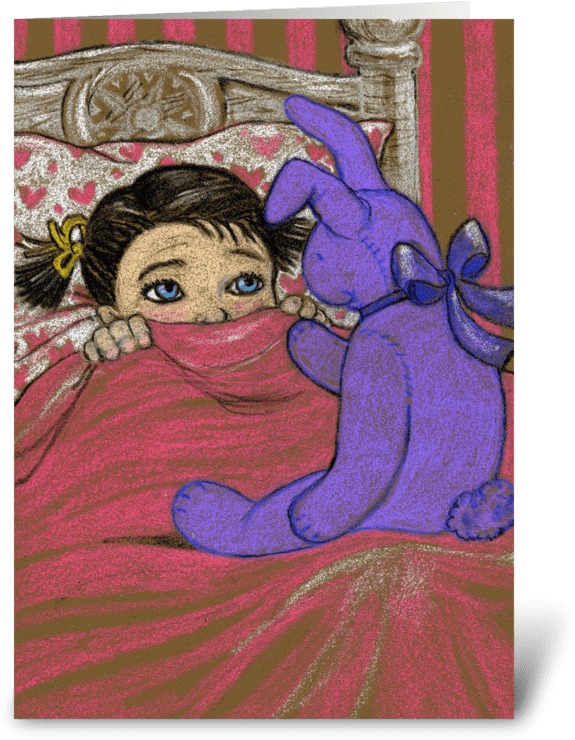 Girl Scared In Bed For Halloween Greeting Card - Magic Rabbit Tote Bag, Adult Unisex, Natural And Red (700x792), Png Download