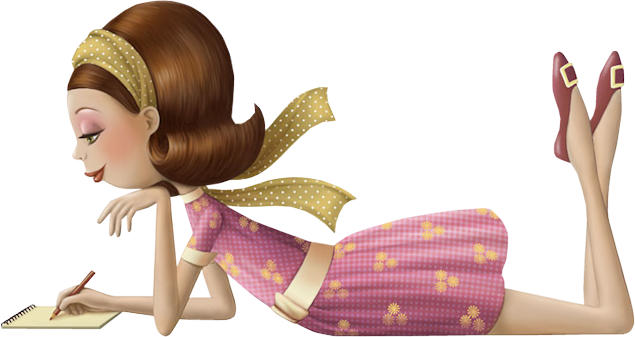Cartoon Girl On Stomach - Nina De San Illustration (635x337), Png Download
