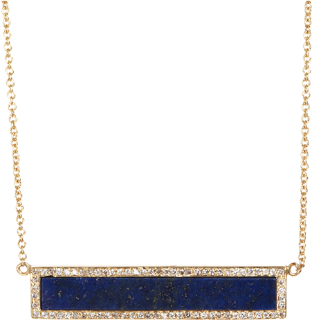 Jennifer Meyer Diamond & Lapis Bar Pendant Necklace - Chain (450x750), Png Download
