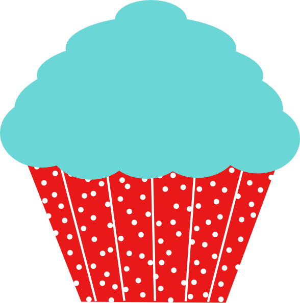 Robin Egg Blue And Red Polkadot Cupcake Svg Clip Arts (588x595), Png Download