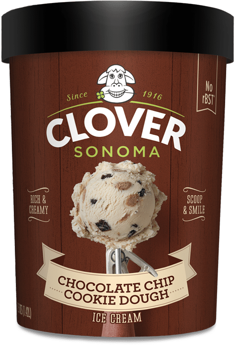 Chocolate Chip Cookie Dough - Clover Stornetta Farms Natural Ice Cream, Vanilla Bean (604x725), Png Download