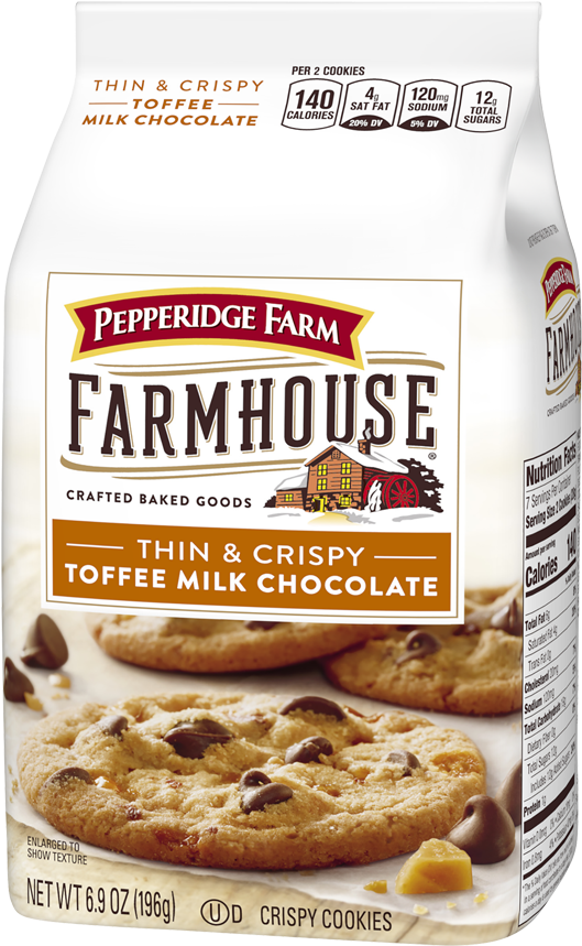 Farmhouse™ Thin And Crispy Toffee Milk Chocolate Chip - Pepperidge Farm Farmhouse Cookies, Milk Chocolate Chip, (1000x1000), Png Download