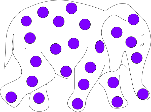 Polkadot Elephants Clip Art - Purple Polka Dotted Elephant (600x444), Png Download