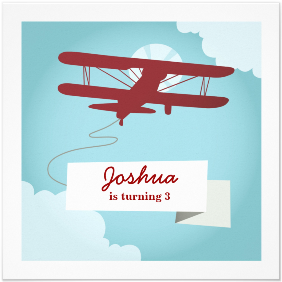 Vintage Airplane Png - Vintage Airplane Invitation Template (1000x1000), Png Download