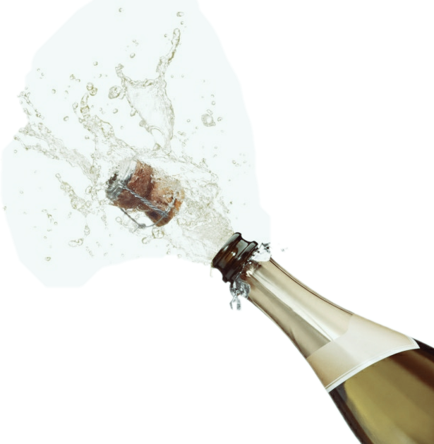 Scpartyitems Partyitems Champagne Pop Cork Toast - Botella De Champagne Abierta Png (615x629), Png Download