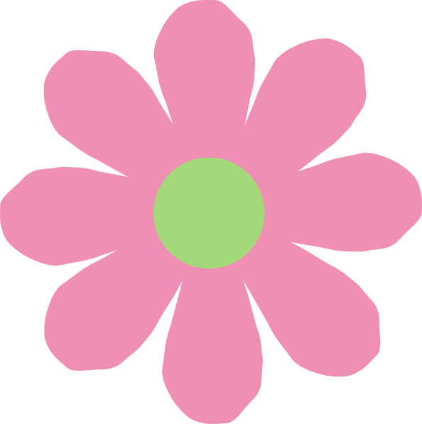 Pink & Green Daisy Clip Art - Flower Clipart (594x597), Png Download