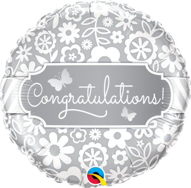 Picture 2 Of - Congratulation White Foil Balloon (640x632), Png Download