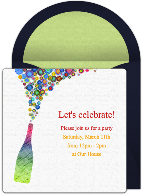 Champagne Pop Light Online Invitation - Party (650x650), Png Download