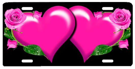 Pink Hearts With Roses - Blue Hearts And Roses (600x400), Png Download