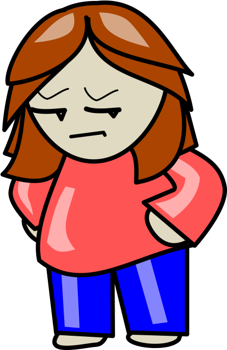 Girl With Hands On Hips And Sad Or Angry Face - Student Cartoon Transparent Background (1024x768), Png Download