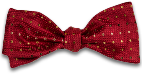 Red Woven Silk Bow Tie With Gold Olive And Bronze Dots - Adrano (480x319), Png Download