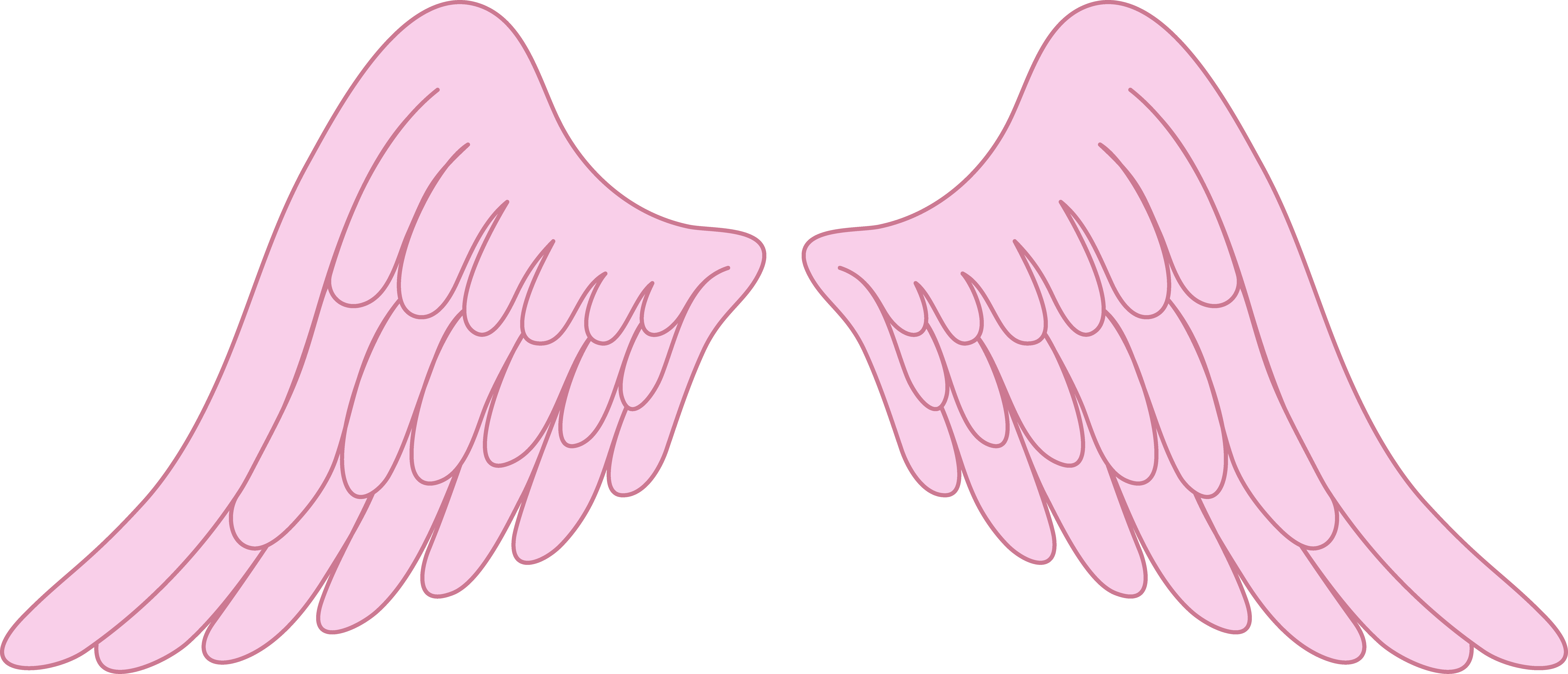Pastel Pink Angel Wings - Simple Angel Wings Drawing (9453x4064), Png Download