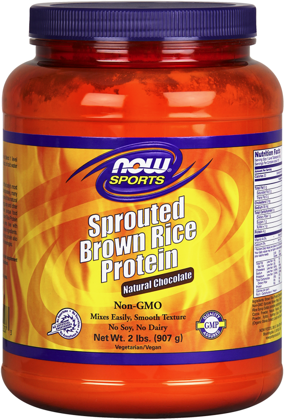 Sprouted Brown Rice Protein, Chocolate Powder - Now Foods - Sprouted Brown Rice Protein Natural Chocolate (615x880), Png Download