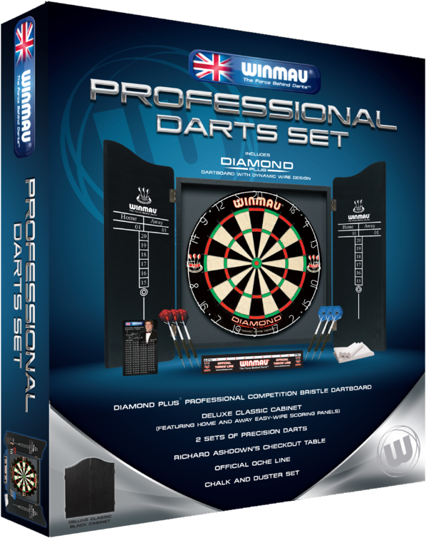 Winmau Professional Dart Set With Diamond Dartboard, - Winmau Professional Darts Set (1000x1000), Png Download