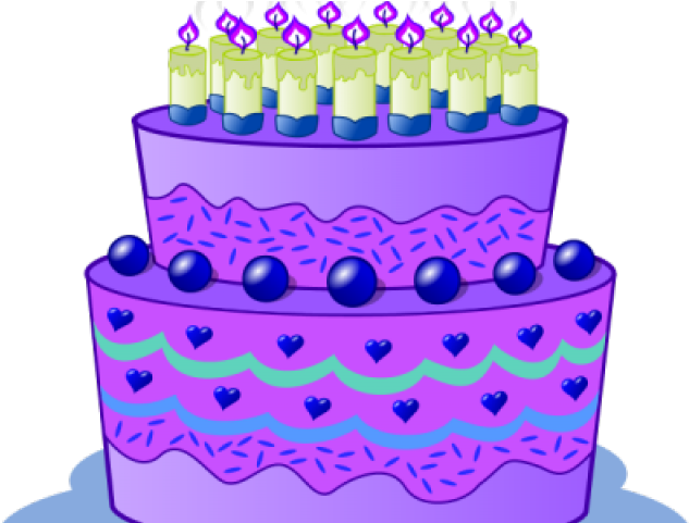 Birthday Cake Clipart Winter - Purple Birthday Cake Clip Art (640x480), Png Download